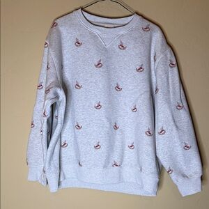 Cozy Gray Sweatshirt with Red Accents